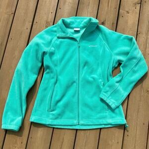 Columbia XL Full Zip Collared Fleece Jacket with Pockets - Sea Foam Green